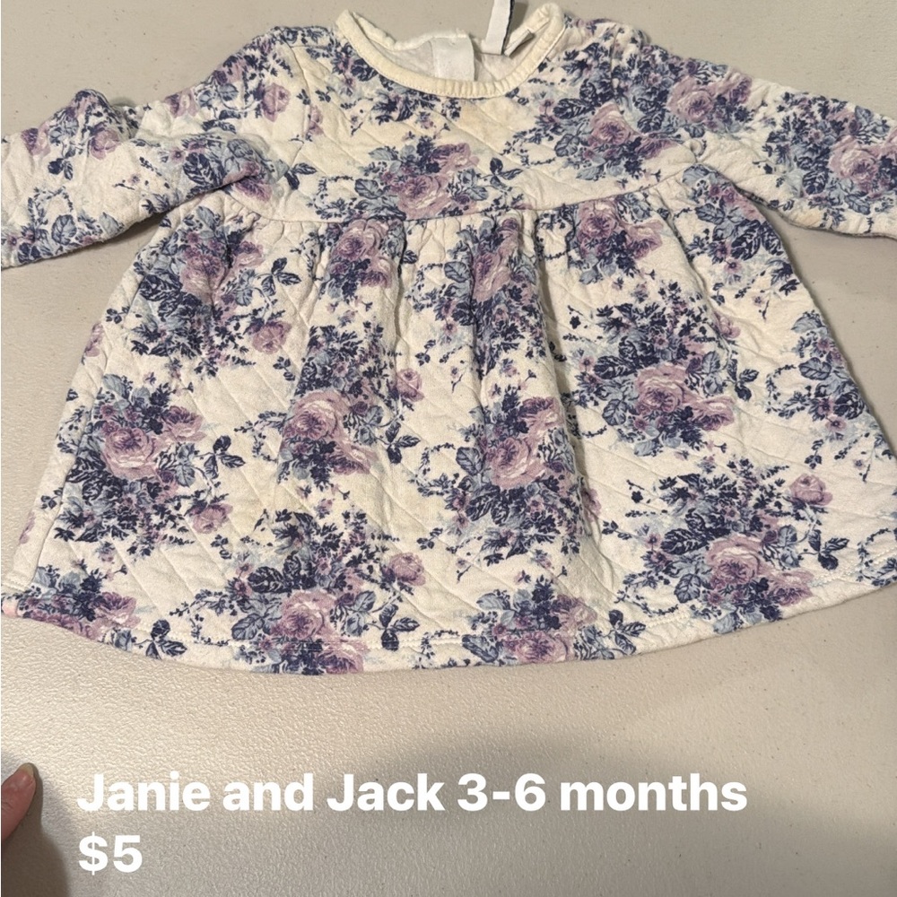 Janie and Jack Floral Sweater - Cream and Purple
